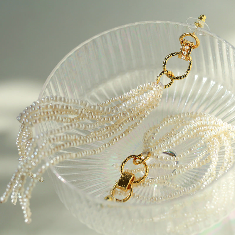 Ocean Veil Long Baroque Pearl Tassel Earrings