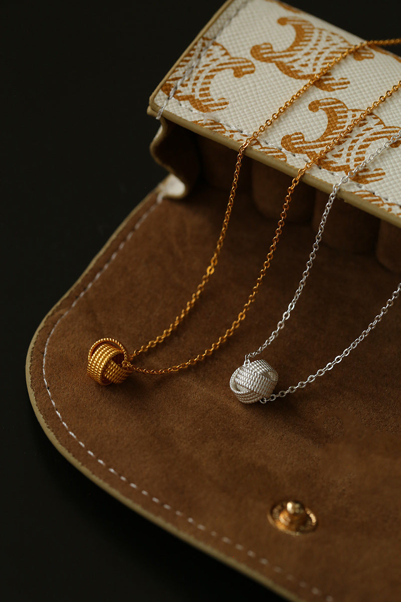 Sterling Silver Petite Yarn Ball Pendant Necklace