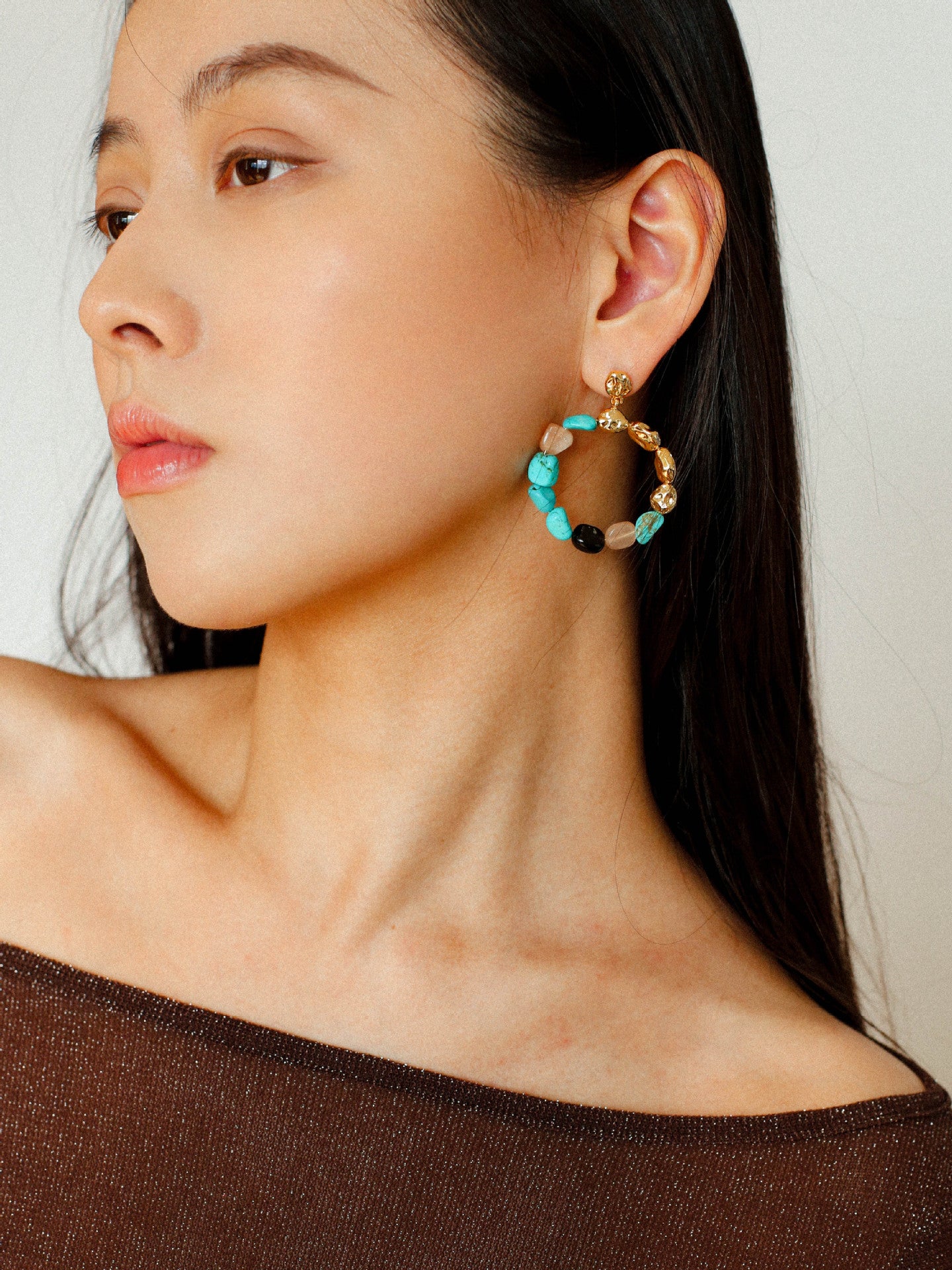 Mystic Orbit Gemstone Hoop Earrings