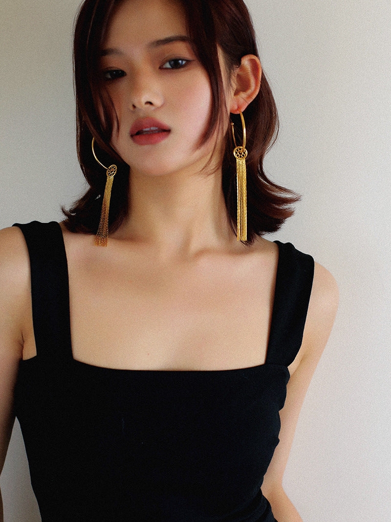 Orbit Tassel Detachable Hoop Earrings