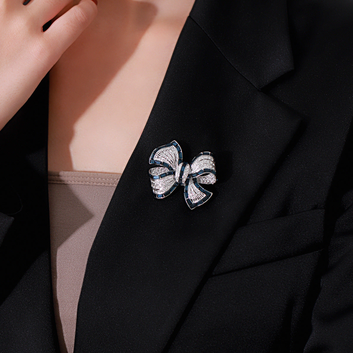 Crystal Bow Brooch