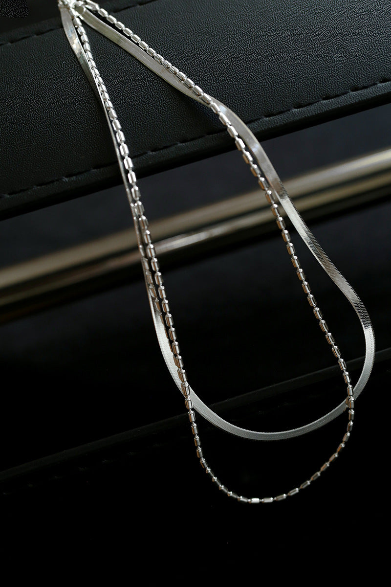 925 Silver Double Layer Snake Chain Necklace