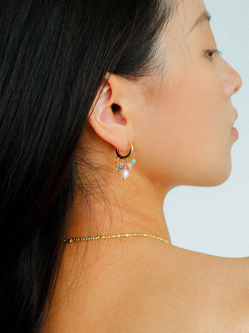 Candy Gemstone Dangle Hoops Earrings