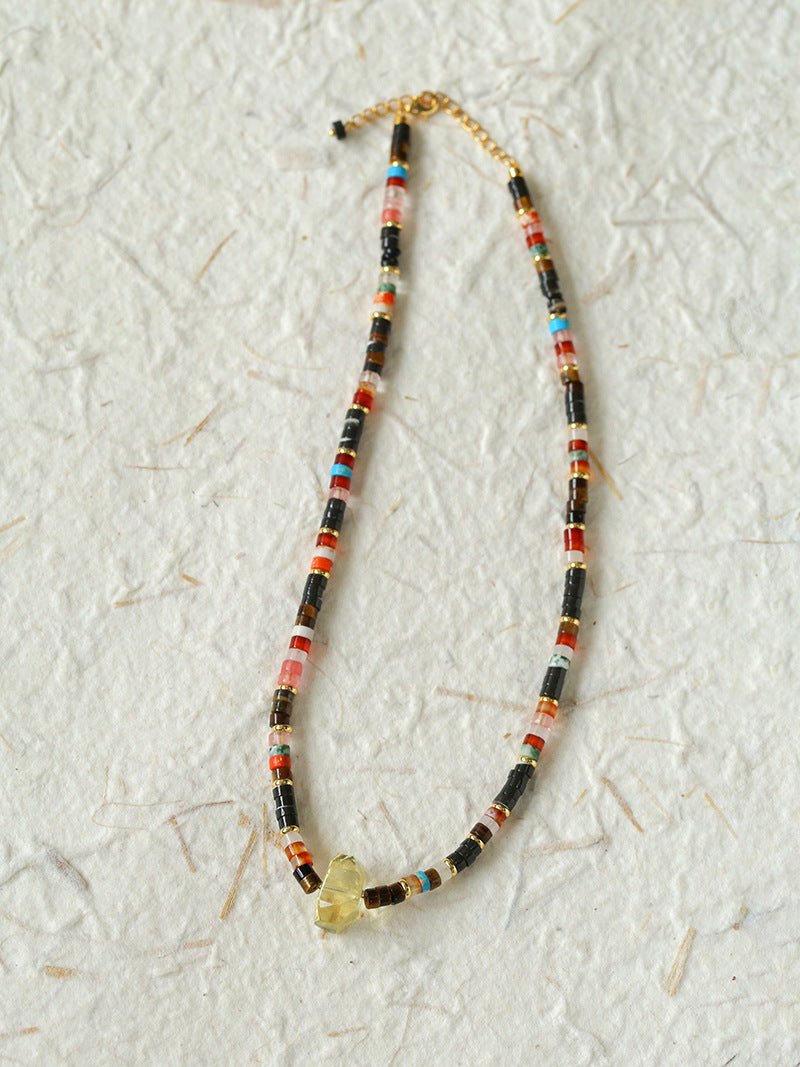 Golden Citrine Beaded Necklace  Description: