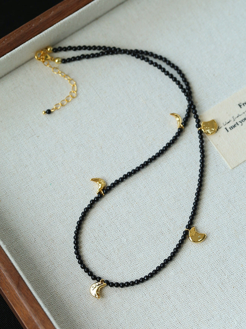 Sun & Moon Black Onyx Beaded Necklace