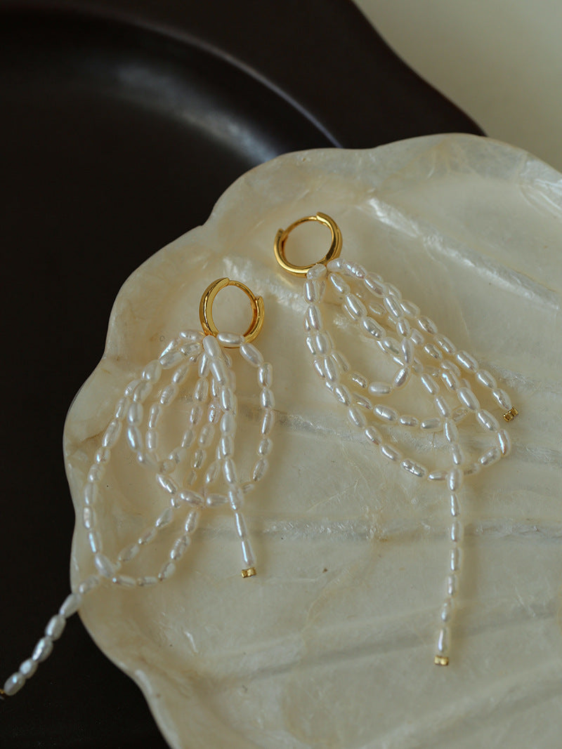 Cascade Pearl Tassel Earrings
