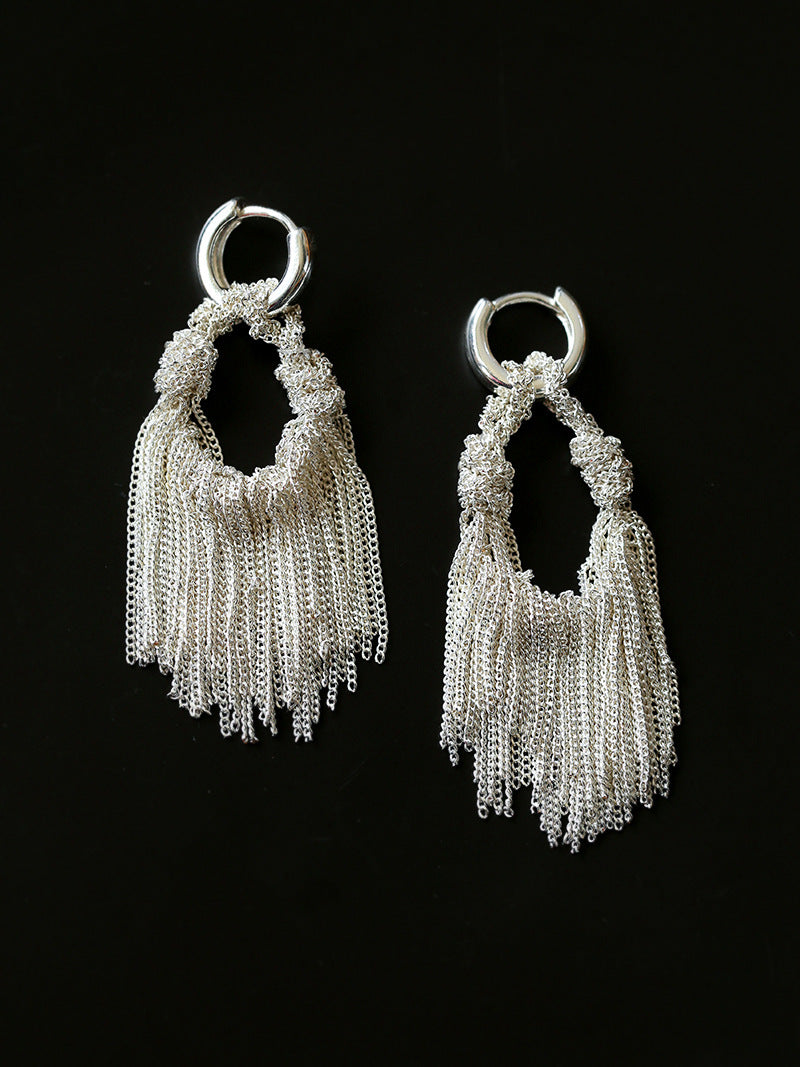 Milky Way Woven Tassel Drop Earrings