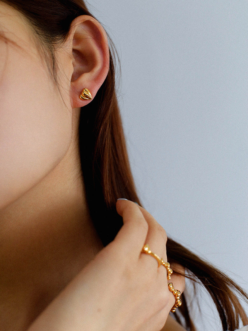 Puffed Heart Stud Earrings