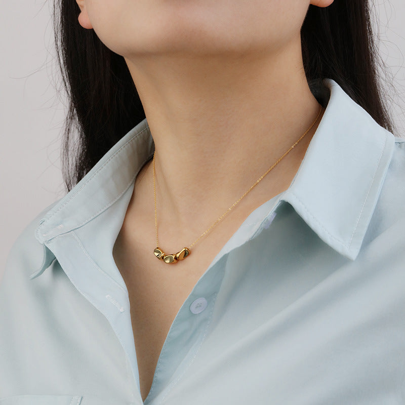 Golden Pebble Accent Necklace