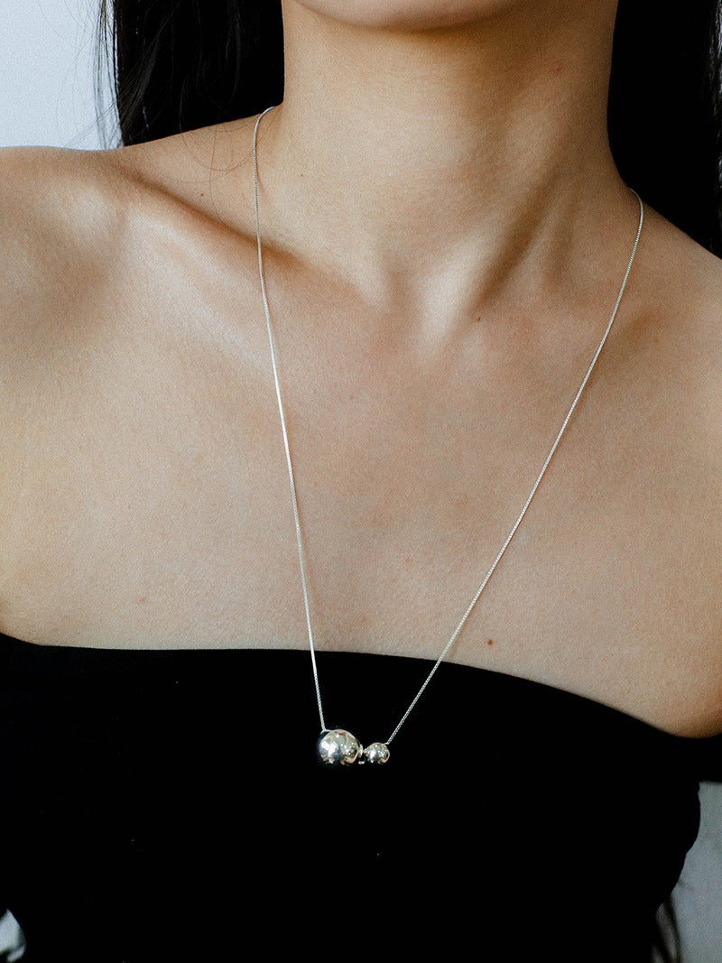 Minimalist Sterling Silver Ball Pendant Necklace