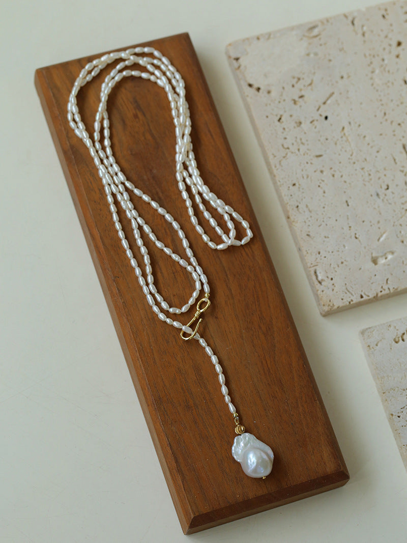 Layered Baroque Pearl Bead Necklace