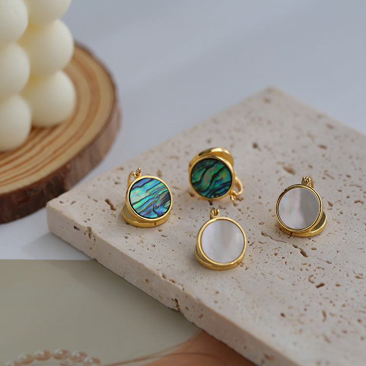 Double-Sided Abalone Sell Hoop Earrings
