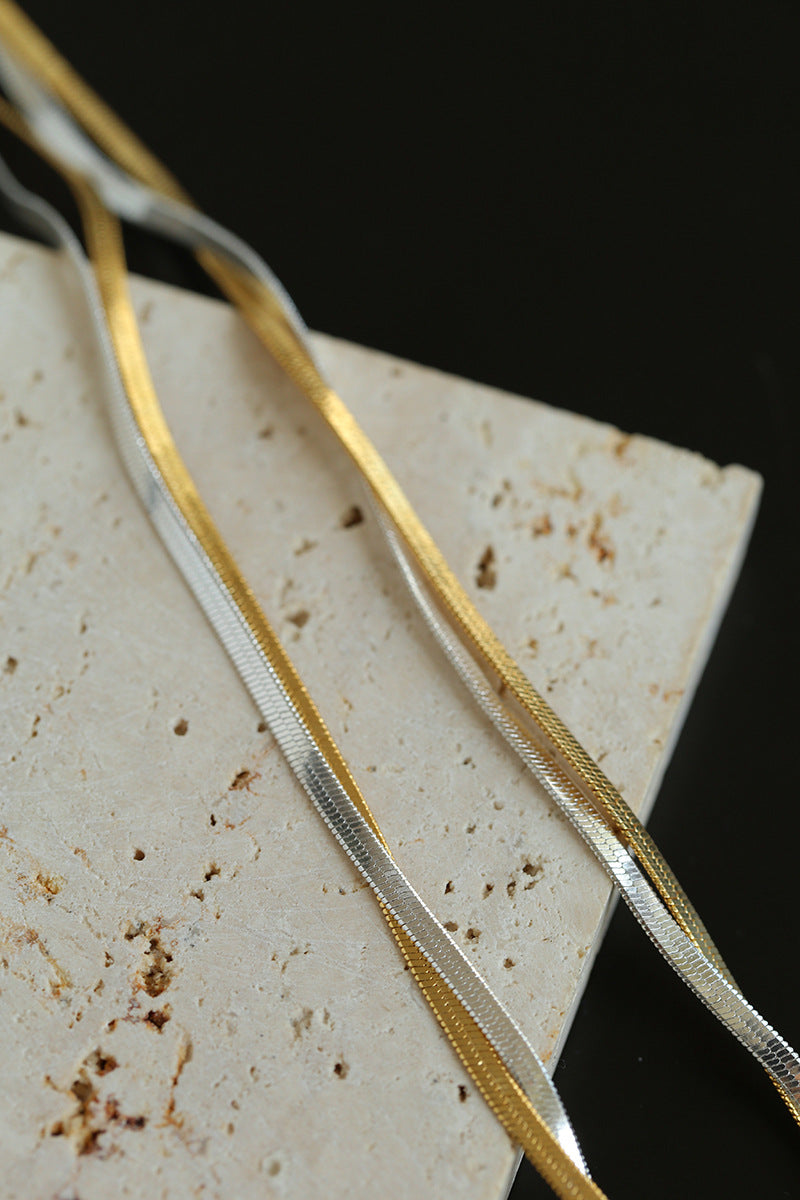 Gold & Silver Double Snake Chain Necklace