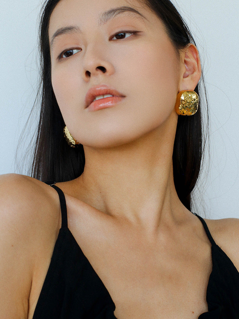 Sculpted Gold Chunk Earrings