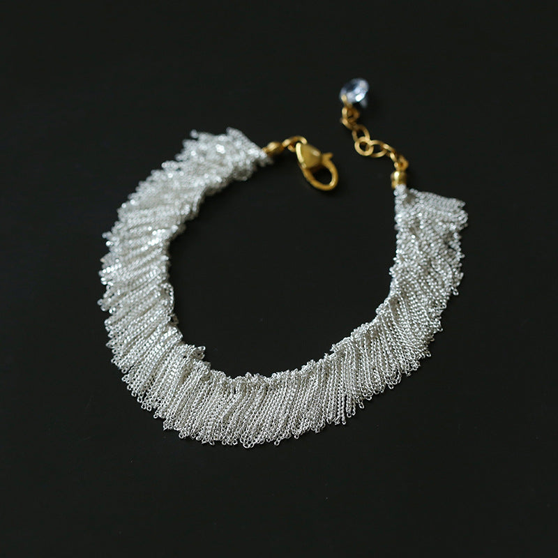 Milky Way 925 Silver Woven Tassel Bracelet