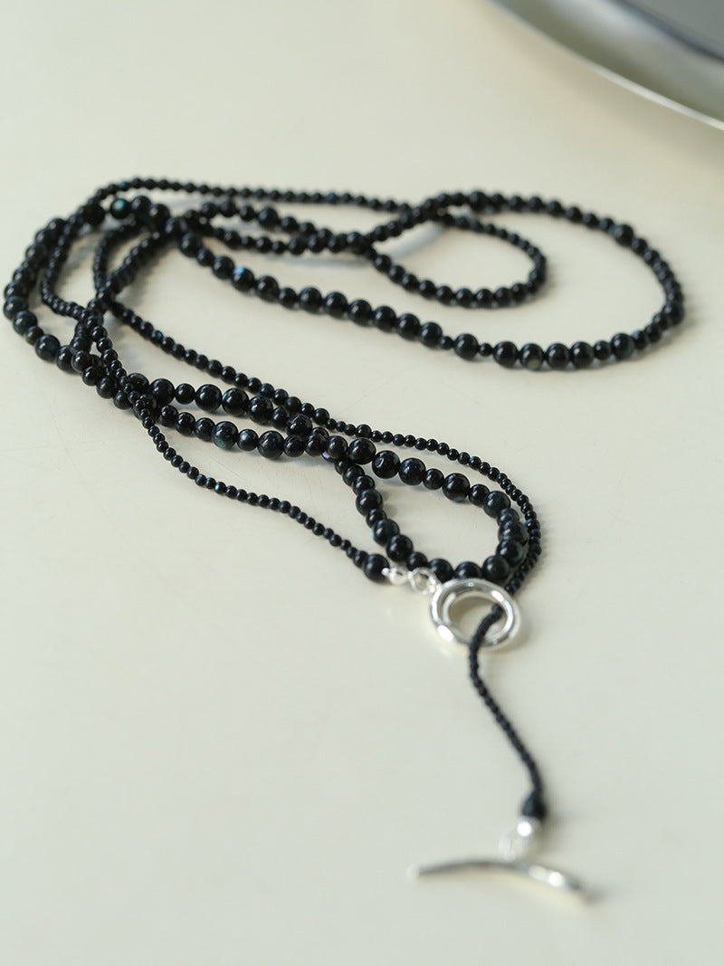 Midnight Shell Bead Long Necklace