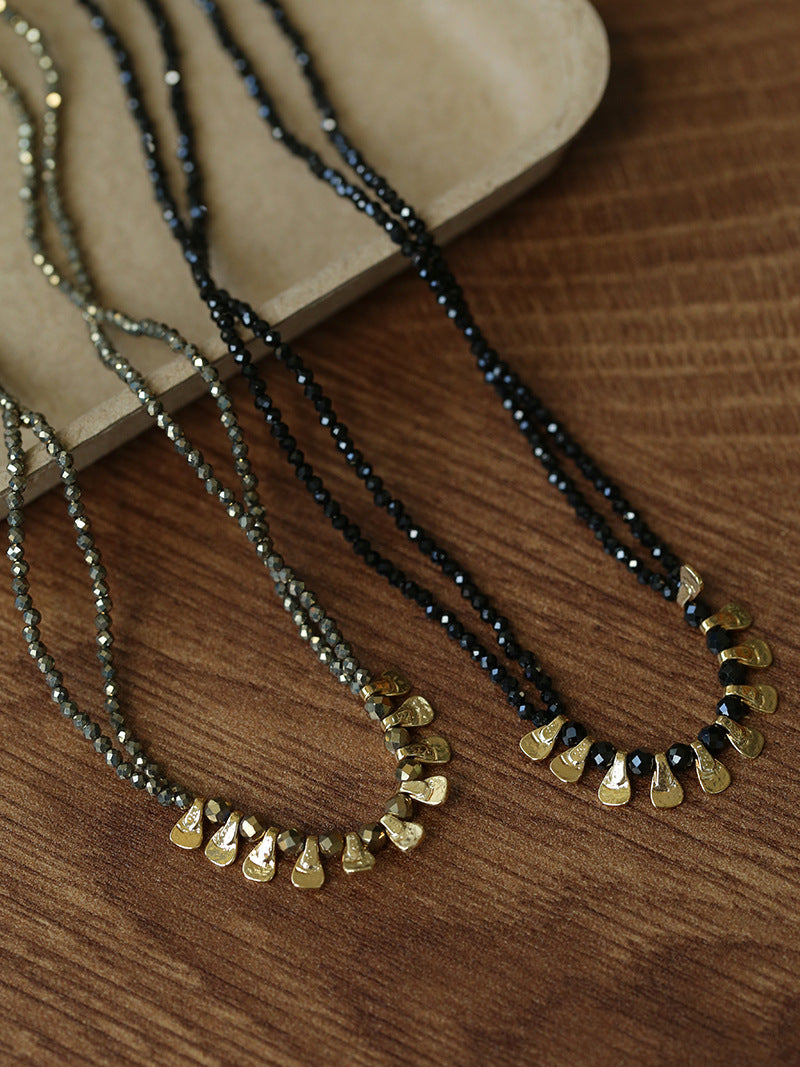 Boho Gold Disc & Gemstone Beaded Necklace