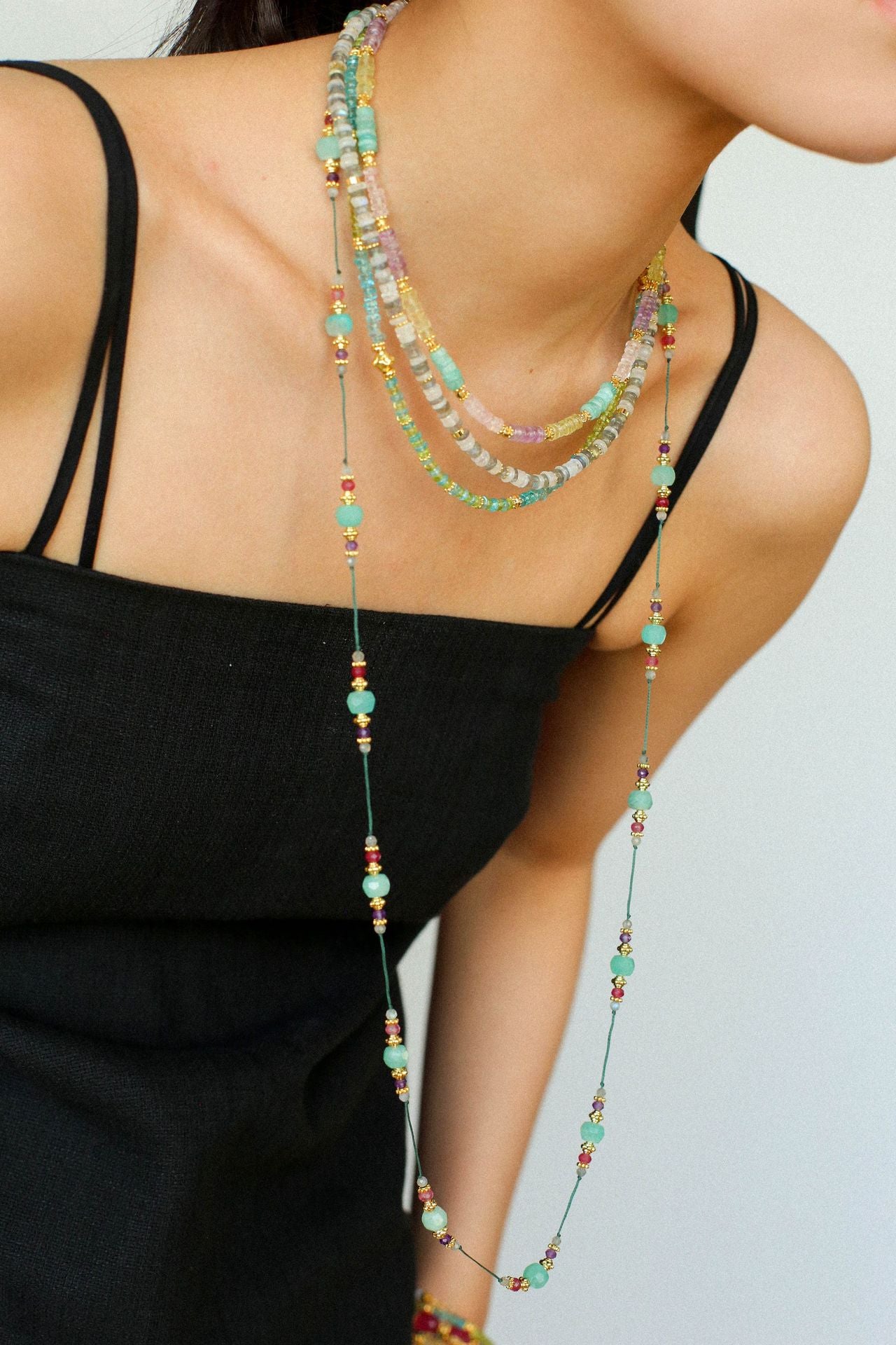 Multicolor Tourmaline Crystal Beaded Necklace