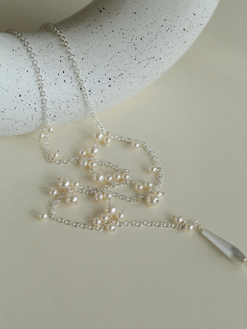 Dewdrop Elegance Y-Pearl Necklace