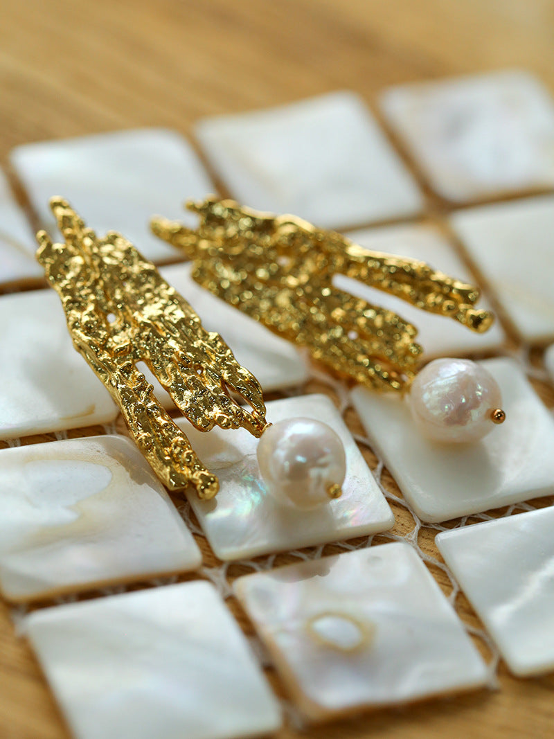 French Textured Freshwater Pearl Earrings
