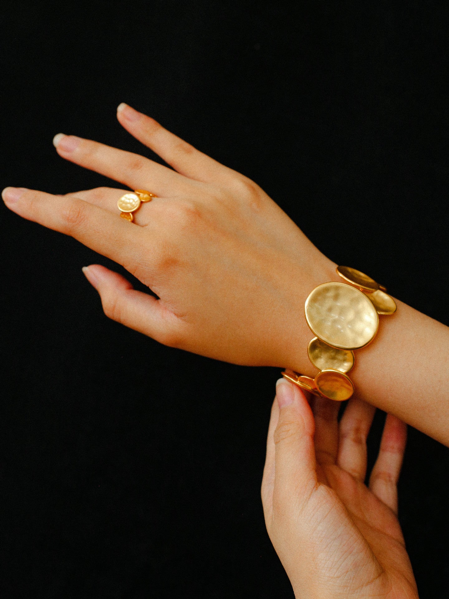 Metallic Round Spoon Burnished Bangle