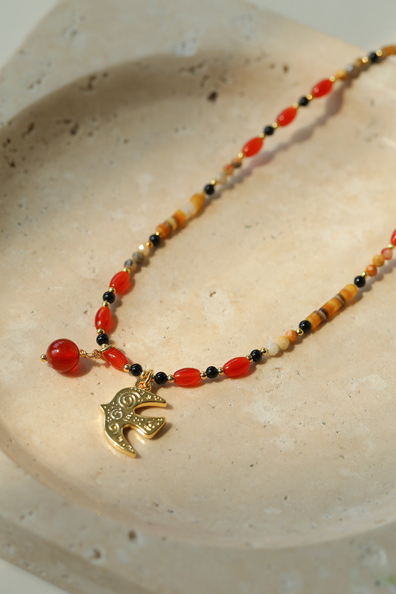 Gold Dove & Agate Necklace