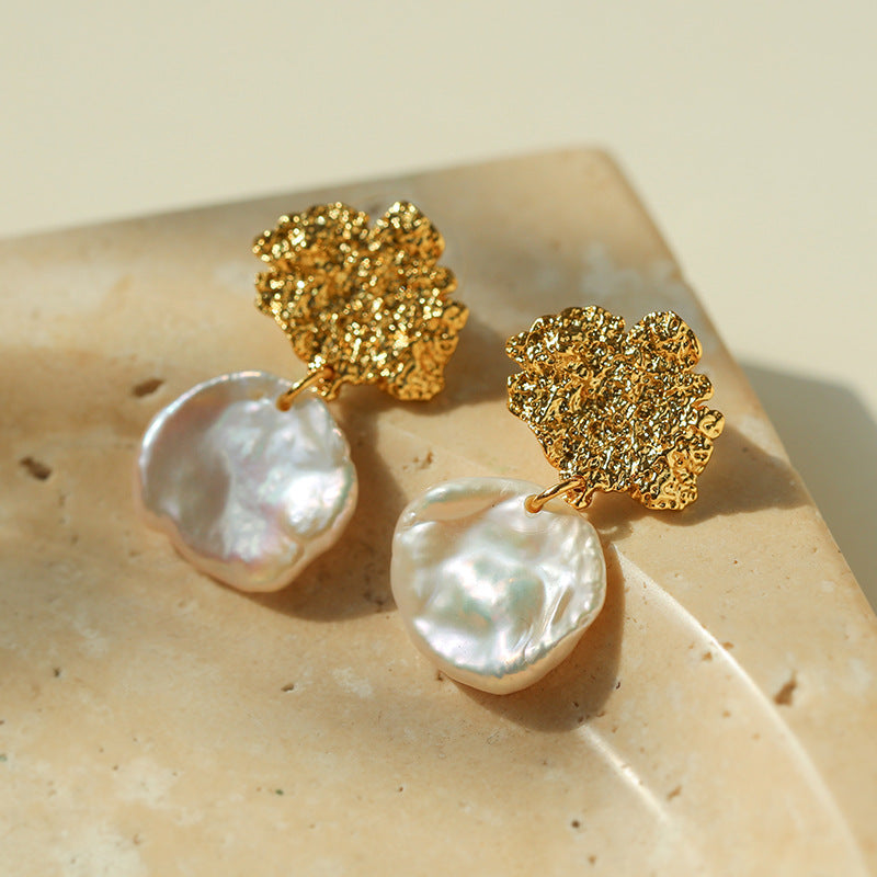 Foil Texture Petal Baroque Earrings