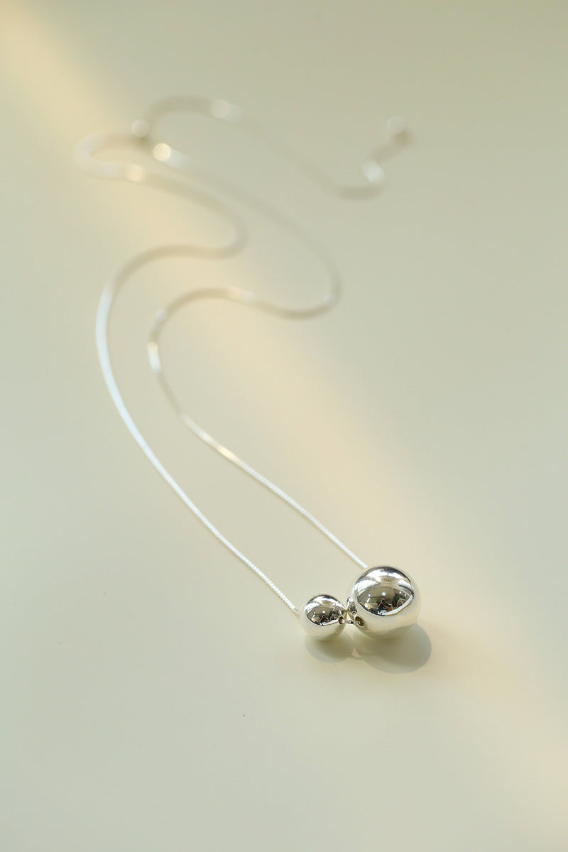 Minimalist Sterling Silver Ball Pendant Necklace