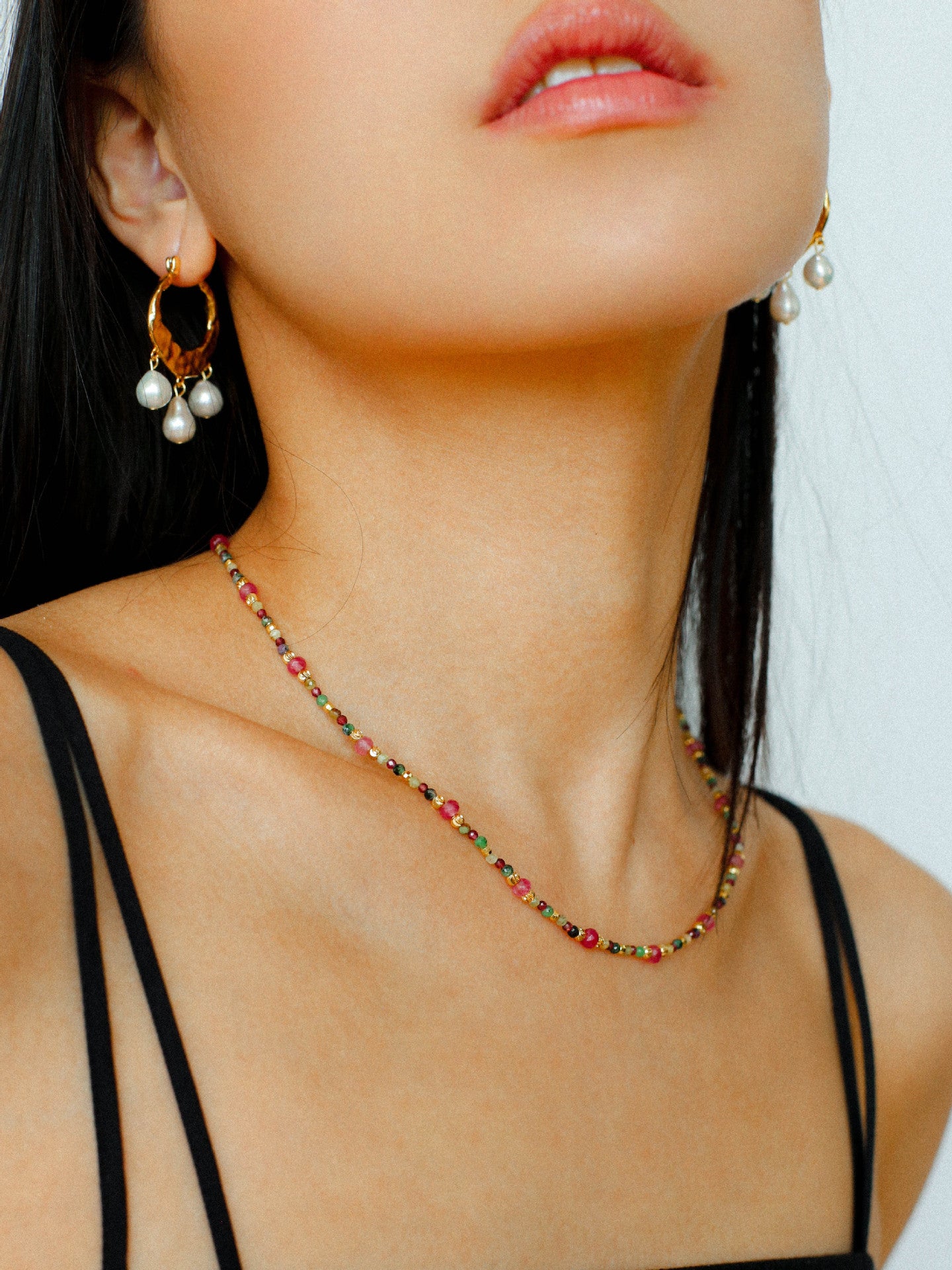 Geometric Triple Teardrop Pearl Earrings