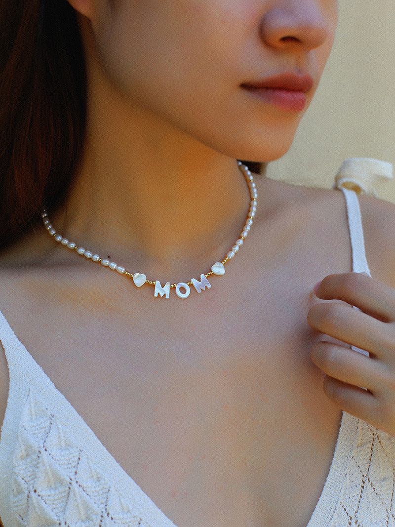Custom Pearl Bead Letter Charm Necklace