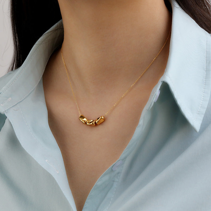 Golden Pebble Accent Necklace