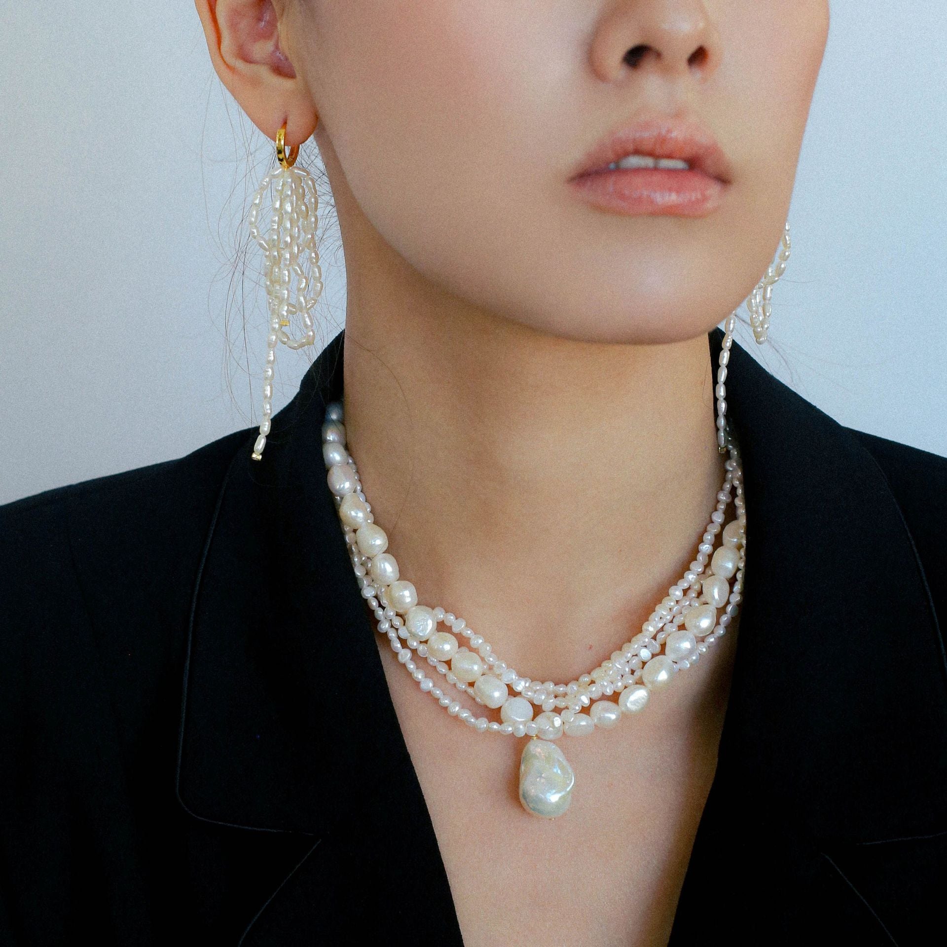 Cascade Pearl Tassel Earrings