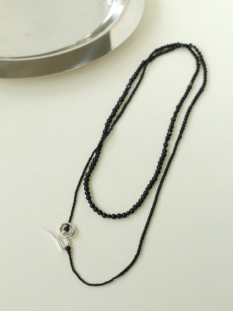 Midnight Shell Bead Long Necklace