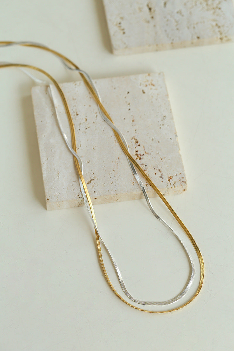 Gold & Silver Double Snake Chain Necklace