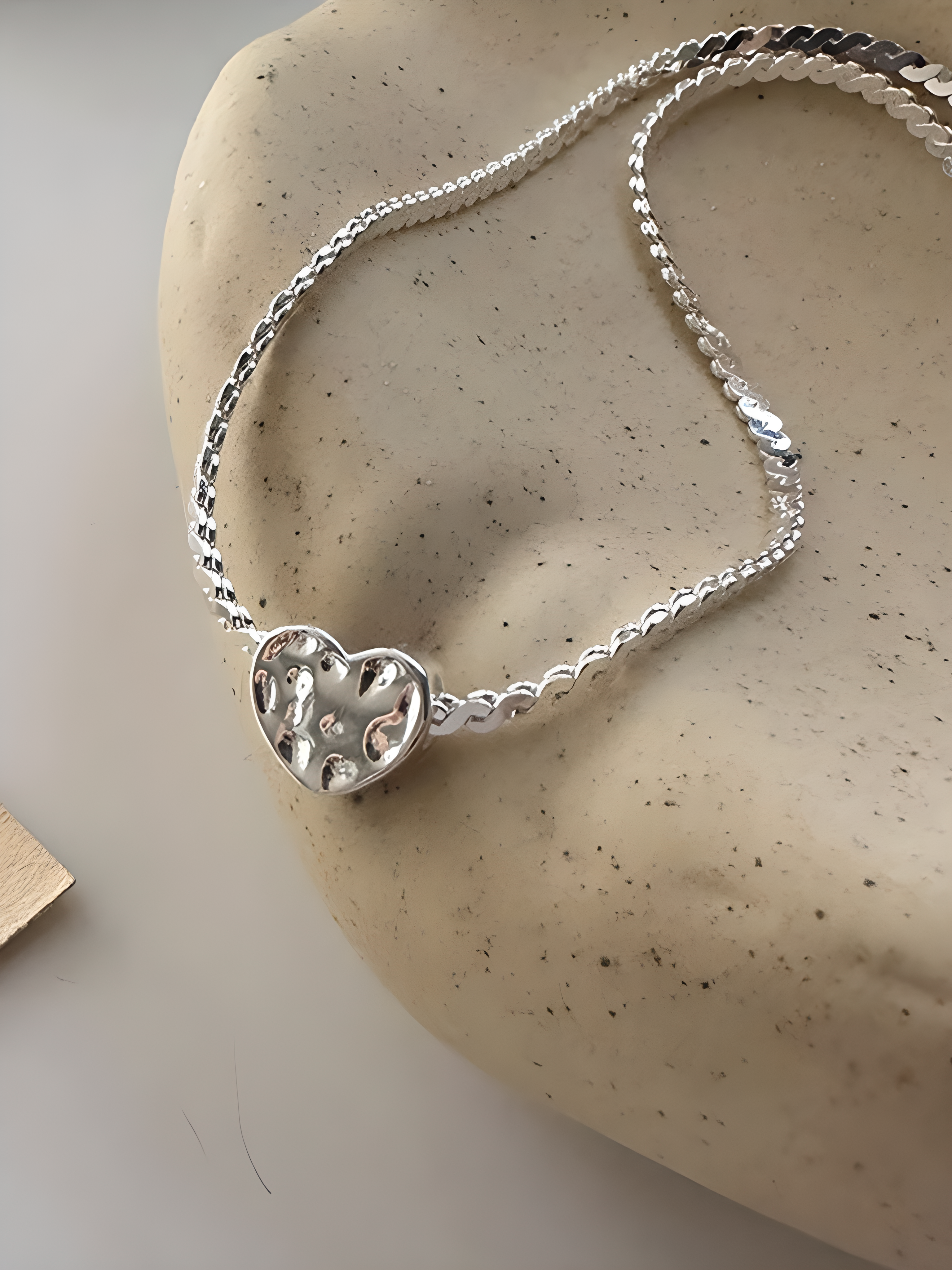 Textured Heartbeat Sterling Silver Necklace