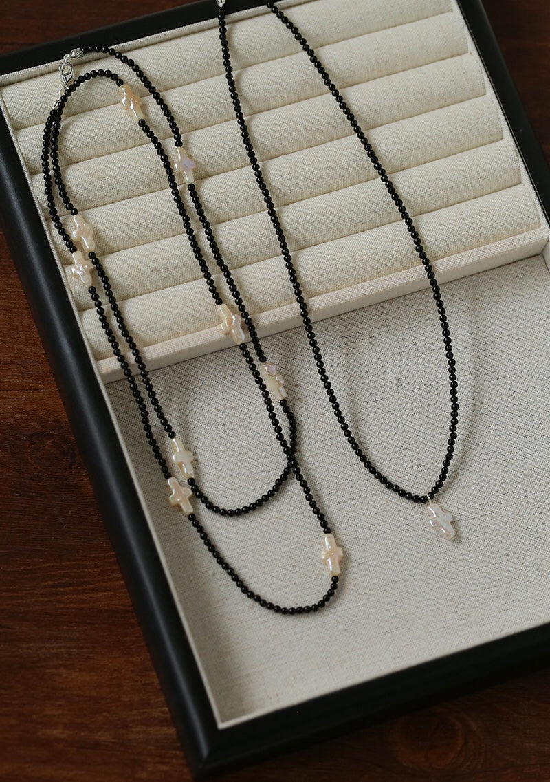 Baroque Cross Beaded Necklace