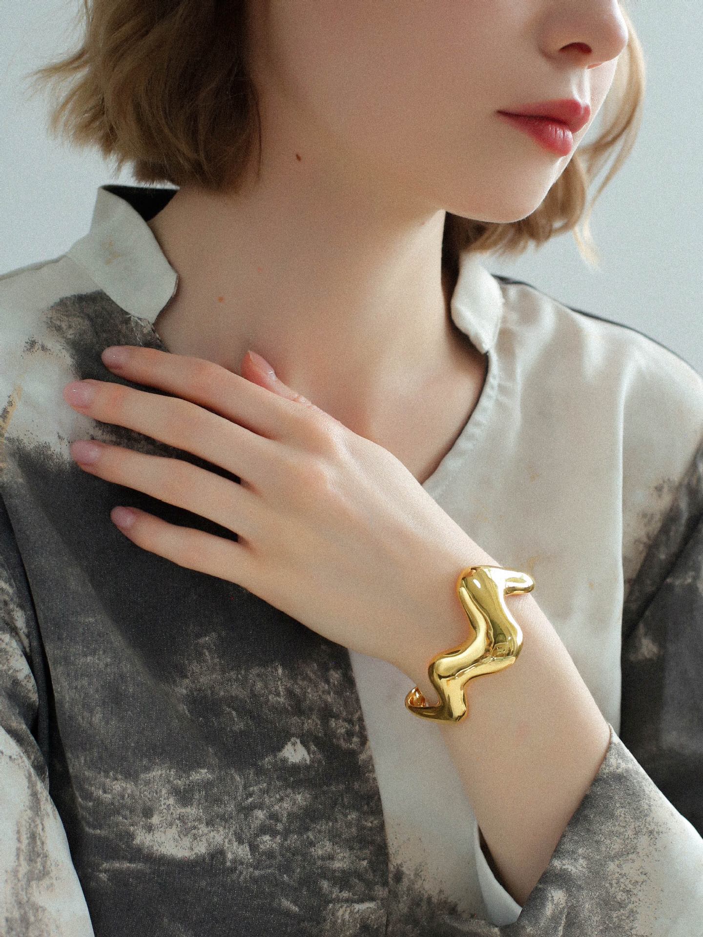 Waveform Sculpted Metal Cuff Bracelet