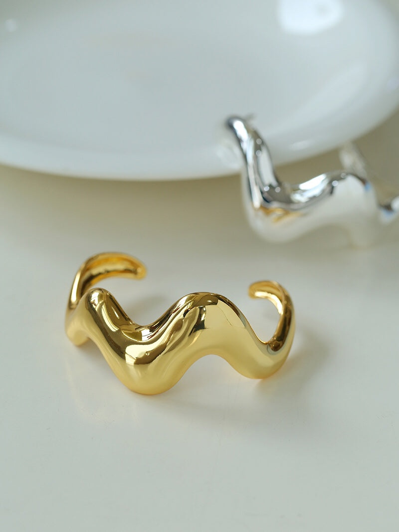 Waveform Sculpted Metal Cuff Bracelet
